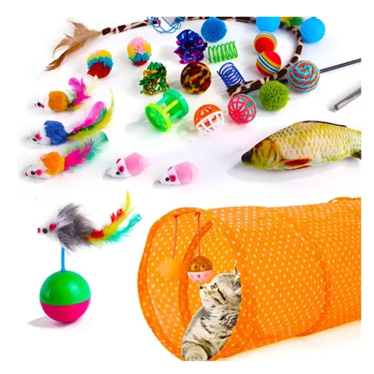 Crusec - Pack 22 Juguetes Para Gato Interactivo Con Accesorios