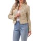 thumbnail image 1 of INSPIRE CHIC Chaqueta de Tweed para Mujer con Cuello Mao, Abierta y Recortada, Talla M, Caqui, 1 of 6