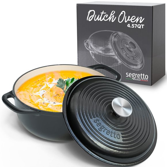 Cazuela de Hierro Fundido Segretto Cookware 4,57 L Negro Esmaltado