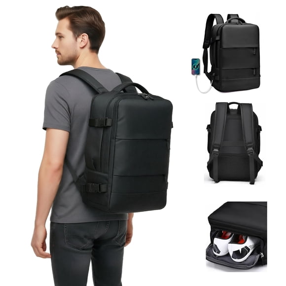 Mochila de Viaje 35 L Impermeable con Puerto USB y Compartimento para Laptop 15.6"