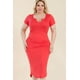 thumbnail image 1 of Vestido Midi Ajustado con Cuello Dividido y Talla Grande, 1 of 5