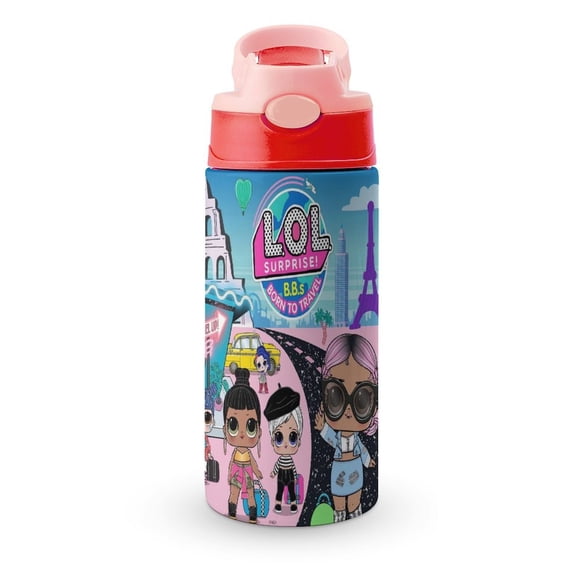 ¡L.O.L. Surprise!Botella de Agua con Tapa Pop Top de Un Toque, Acero Inoxidable, a Prueba de Fugas, para Deportes, Botella Infantil rosa 12 oz