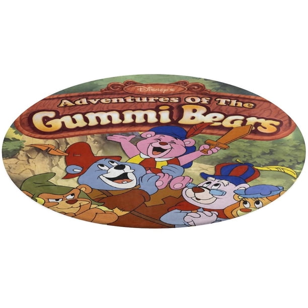 Aventuras de los Osos Gummi Alfombra Redonda de Felpa Coral, Antideslizante, No Desprende Pelusas, Lavable y Duradera para Salón, Dormitorio y Habitación de Niños 60cm