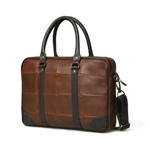 Maletín Sharo Cuadrillé Cuero Marrón Bicolor