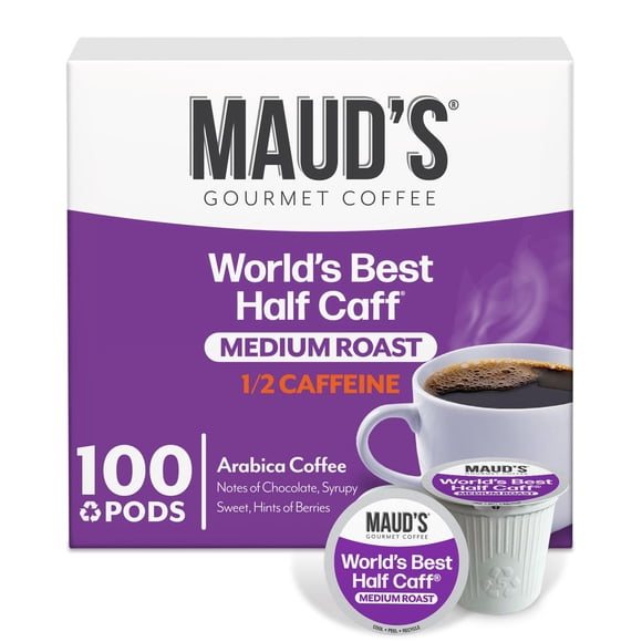 Cápsulas de café Maud's Half Caff, 100% arábica, 100 unidades, tostadas medianas