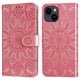 thumbnail image 4 of Funda tipo cartera FOXDOCK para iPhone 13 Mini , diseño girasol en relieve, cuero PU, cierre magnético, soporte y tarjetero, 4 of 5