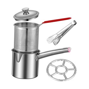 Bothyi - Olla Freidora De Acero Inoxidable Pequeña Olla Freidora Para Picnic Freír Hornear Combo 1,8 L