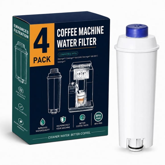 Klamol Pack de 6 filtros de agua de repuesto para máquinas de café, compatibles con DeLonghi DLSC002, Magnifica Evo, Dinamica Plus, Eletta Explore y series ECAM, ETAM y ESAM