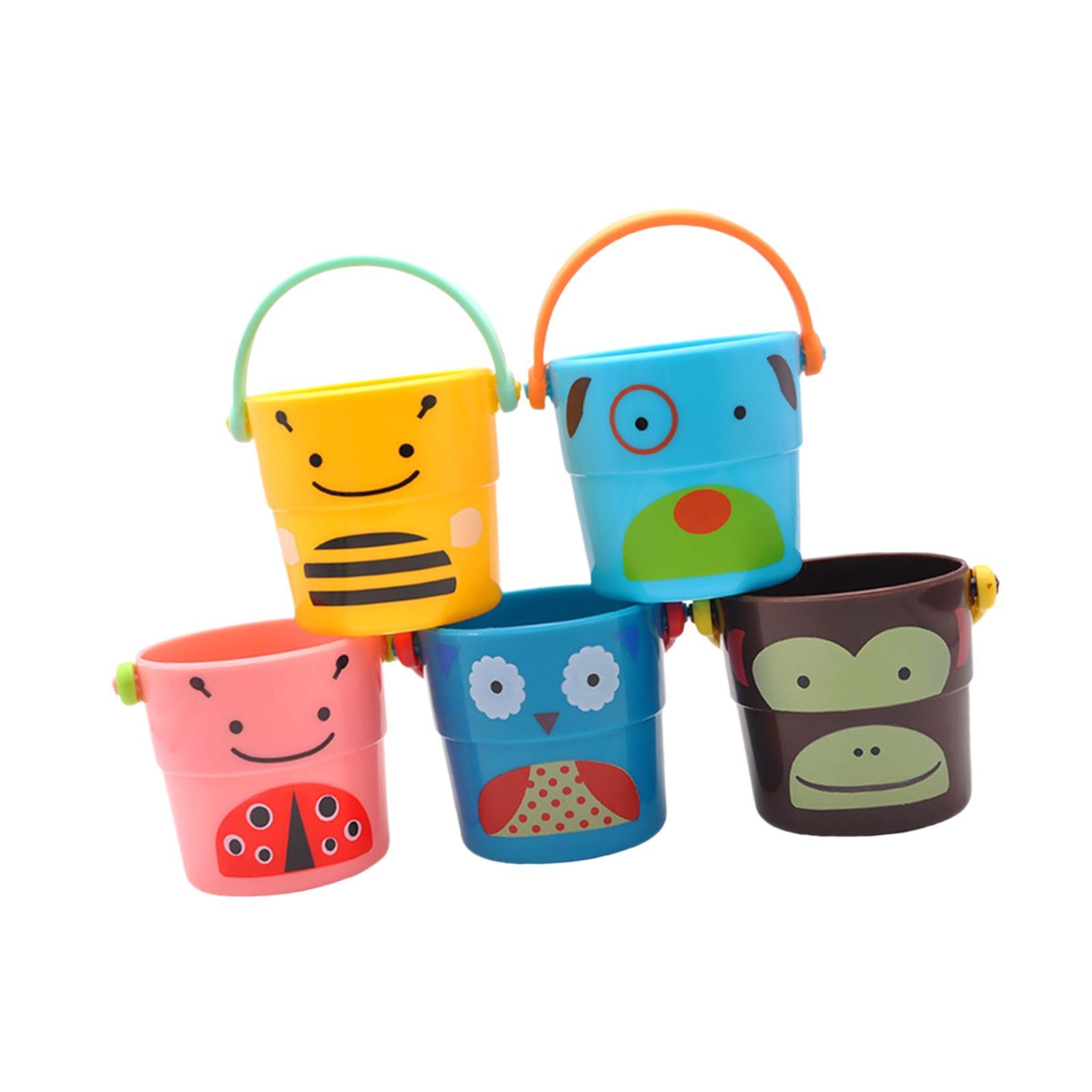 Magideal - 5X Cubo De Ducha Para Baño De Bebé, Juguete Para Bañera Para Niños, Juguetes Acuáticos, Minivasos Para Piscina, Niños Pequeños, Baño Para Recién Nacid