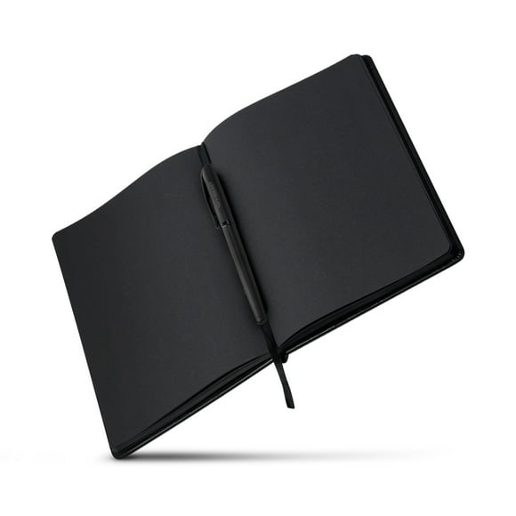 Planner Negro Cuaderno Hojas Negras A5 Agenda Con 2 Lápices