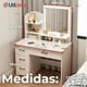 thumbnail image 3 of Tocador De Lujo Espejo Con Luz Integrada 4 Cajones MDF Blanco 137x80x48cm, 3 of 10