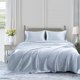 thumbnail image 3 of Juego de sábanas Homiest Satin Luxury Silky 4 piezas Queen Baby Blue, 3 of 8