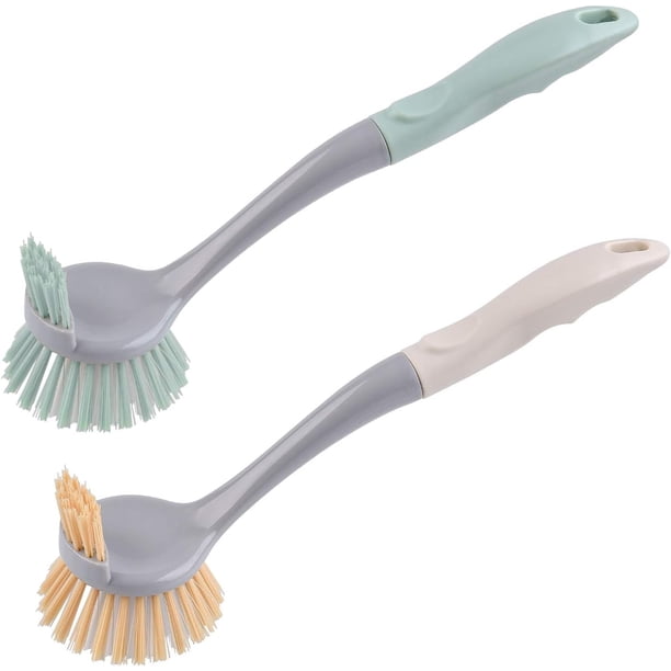 Cepillo de doble cara para fregadero, ollas y sartenes, duradero y eficaz para la limpieza, verde, beige y rosa.