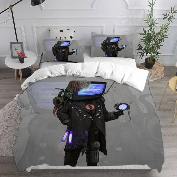 v2277 Bed Sheets Game Skibidi Toilet Arale Comforter Bedding Sets Gamer Quilt Cover Duvet Cover Sets Kids Adult Printing Bedroom Decoration 3-Piece Bedding Set (1 Duvet Cover + 2 Pillow Shams) Bed She