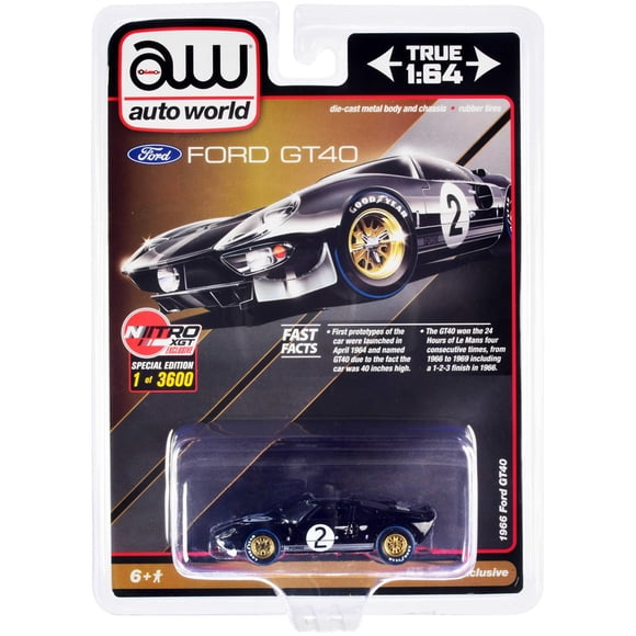 Modelo de coche fundido a presión AW Auto World 1966 Ford GT40 #2 1/64