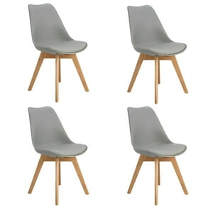 Javimate - Pack 4 Sillas De Comedor Tulip Acolchada Gris
