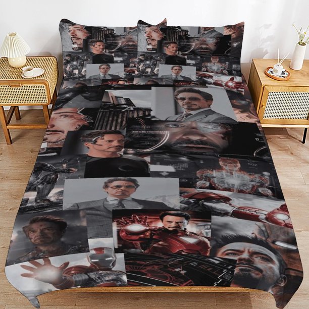 Robert Downey Jr Bedding Sets Ultra Soft Skin-Friendly Duvet Cover 3 Piece, Cute Comforter Cover Bed Set for Boys Girls Kids