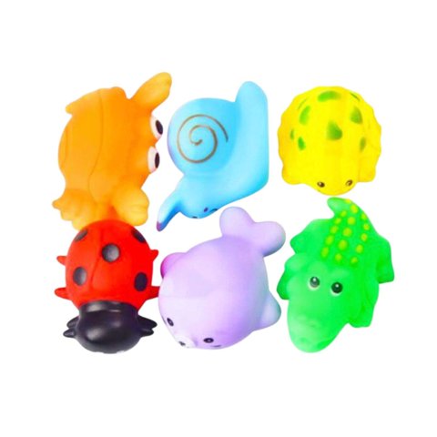 Oem - Mini Animales De Hule 6Und Colores Con Chicharra Para Ducha