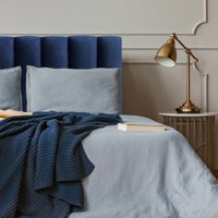 Kerabaalshop - Respaldo Tubular Al Piso Felpa Azul Marino Super King