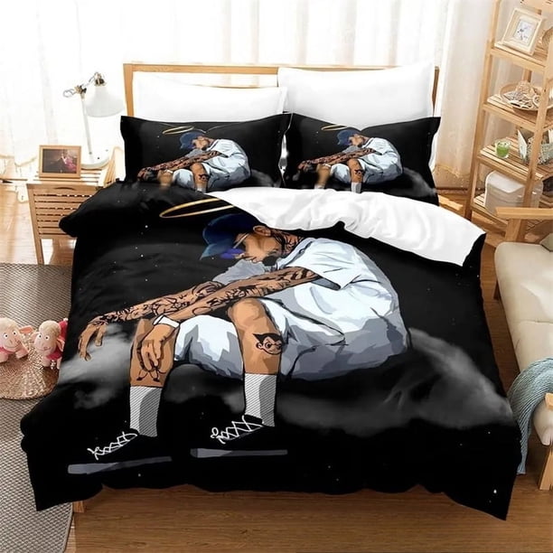 x2295 Bed SheetsMusic Print Chris Brown Bedding Set,Duvet Cover Comforter Bed Set Quilt Cover Pillowcase, Twin Size Boys Girls Adults 3-Piece Bedding Set (1 Duvet Cover + 2 Pillow Shams) nj2295