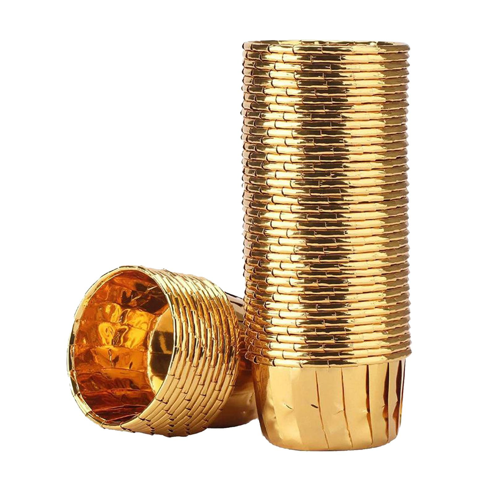 Bothyi - 50 Piezas De Moldes Para Cupcakes, Envoltorios Para Muffins, Para Bodas, Halloween, Dorado