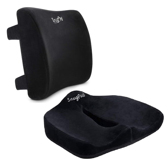 Almohada lumbar SnugPad 34 cm negro de espuma viscoelástica – combo