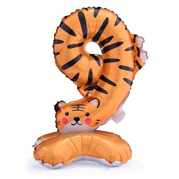 1pc, Creative Animal Number Stand-up Number Balloon Cute Cartoon Animal Stand-up Number Balloon Birthday Party Number Balloon Party Number Balloon Decoration Party Decoration Party Supply, Photo Prop,