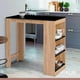 thumbnail image 2 of Mesa de cocina organizadora alta color madera con cubierta negra, 2 of 4