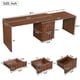 thumbnail image 2 of 90" Modern L Shaped Desk in Walnut with 3 Drawers,360° Wood Rotating Desk,Executive Office Desk,Corner Desk,Office Study Workstation,for Home Office or Living Room, 2 of 3