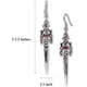 thumbnail image 3 of Pendientes colgantes medievales renacentistas con daga de calavera gótica y cristales austriacos rojos, de metal., 3 of 7