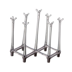 Magideal - Estante Para Secar Botellas, Estante Retráctil Para Secar Tazas, Estante De Exhibición, 7 Portavasos, Soporte Para Tazas De Agua Y Café Para El Hogar Gris