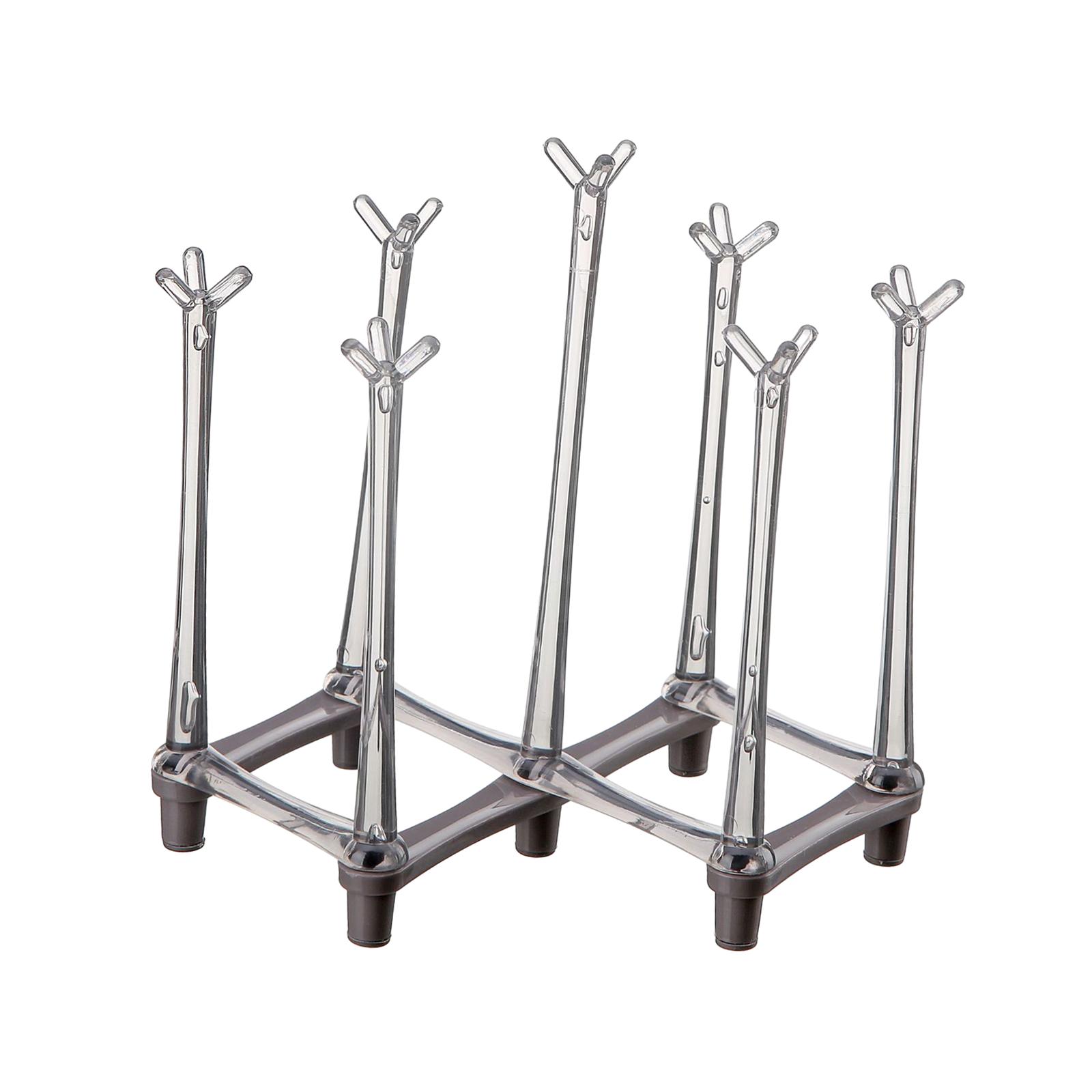 Magideal - Estante Para Secar Botellas, Estante Retráctil Para Secar Tazas, Estante De Exhibición, 7 Portavasos, Soporte Para Tazas De Agua Y Café Para El Hogar Gris