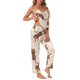 thumbnail image 4 of Conjunto de Pijama de Satén con Estampado de Leopardo para Mujer de INSPIRE CHIC, Cami Suave con Escote en V y Pantalones de Cintura Elástica para Descanso, 2 Piezas, L Champán, 4 of 6
