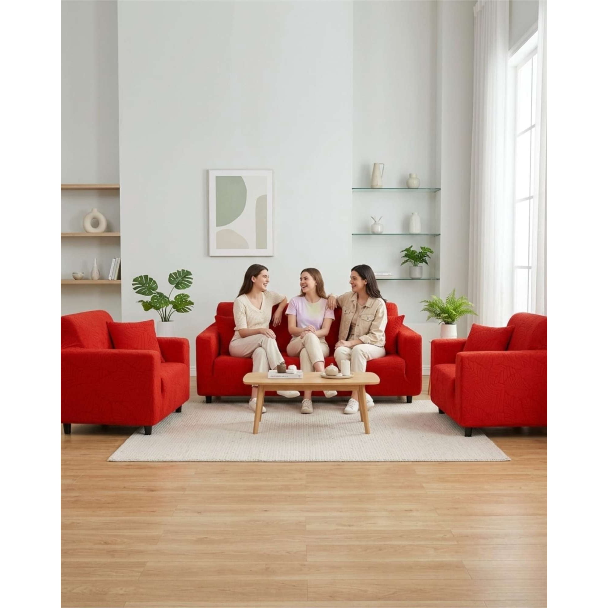 Myl Todo Hogar - Set De Fundas Elásticas Para Living 3+1+1 Diseño Hojas