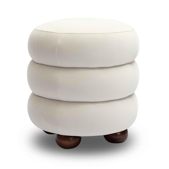 Ottoman TOV Furniture Stefanie de terciopelo color crema