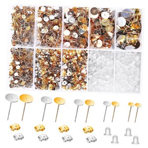 Bothyi - 2000 Postes Y Respaldos Para Aretes, Tapones Para Los Oídos, Suministros Para Manualidades, Juego Para Hacer Aretes, Oro Plateado