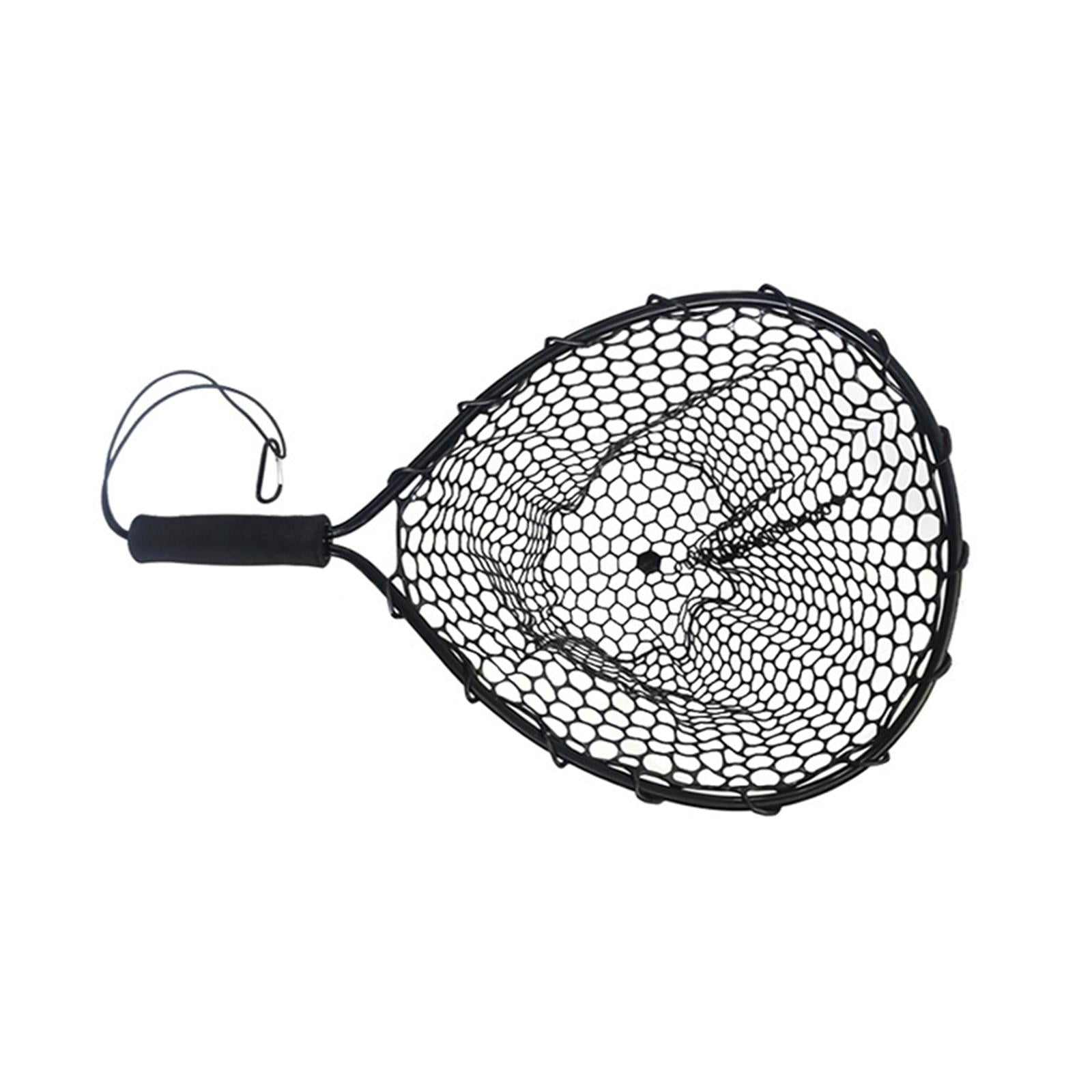 Magideal - Red De Pesca, Herramienta De Captura De Pesca, Mango Corto, Malla De Silicona, Red De Vadeo Portátil, Red De Aterrizaje De Pesca Para Navegación, Agua Negro
