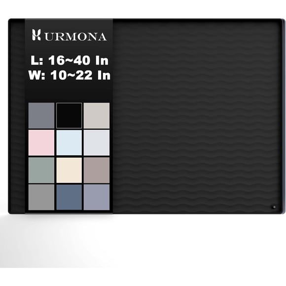 URMONA Alfombrilla impermeable de silicona para debajo del fregadero, 19 x 19 pulgadas, negra
