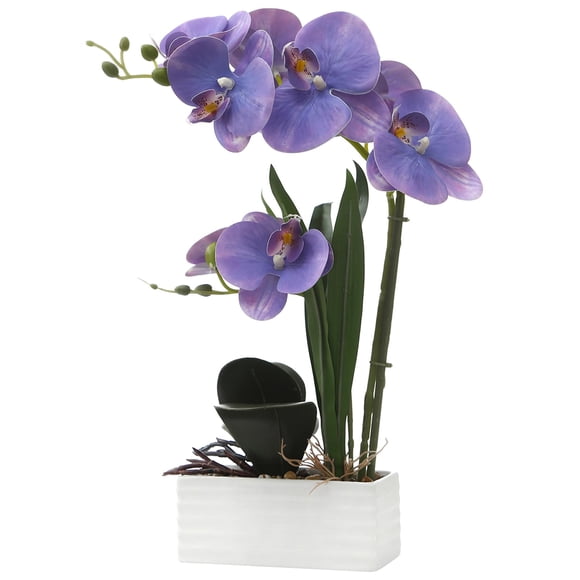 Orquídea artificial FuleHouzz 38 cm Lavanda con jarrón de cerámica