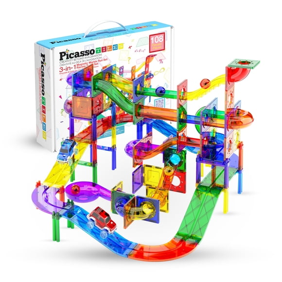 Juguete de Construcción PicassoTiles Marble Run Pista de Carreras de Autos