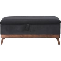 Máxima Design - Banqueta Con Baúl Incy Negro Felpa 120X40X50 Cm