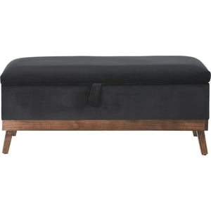 Máxima Design - Banqueta Con Baúl Incy Negro Felpa 120X40X50 Cm