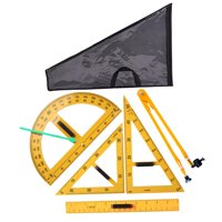 Magideal - Juego De Regla Geométrica De Matemáticas Con Bolsa De Almacenamiento, Reglas De Enseñanza Multifunción Para Aprendizaje De Números Grandes, Triángulo, 5 Piezas