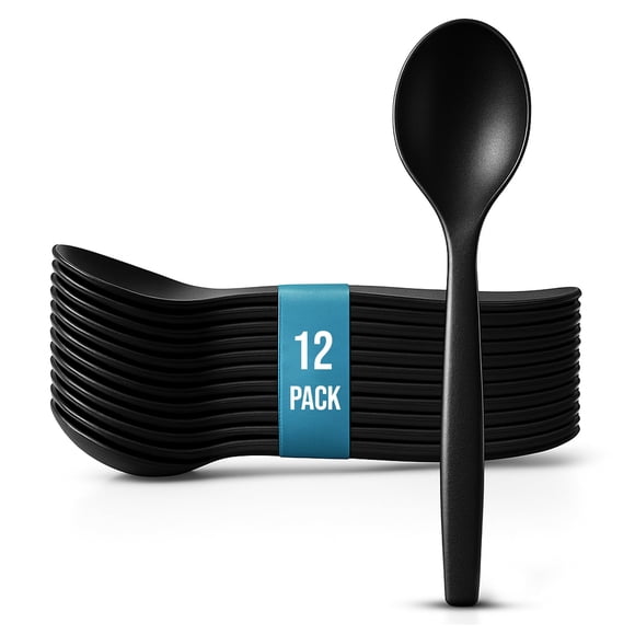 Cucharas para servir C&S Event Supply Co. Plástico negro x12