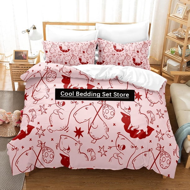 Kawaii Capybaras Bedding Set Twin Full Size Bed Set Aldult Kid Bedroom Duvetcover Sets Anime Bed Sheet Set Bed Sheets