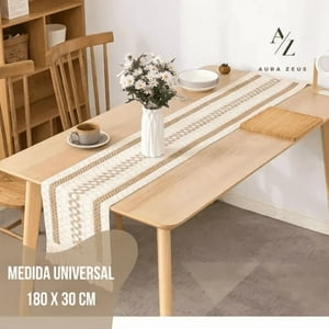 Genérico - Camino Mesa Algodón Yute 180X30 Trenza Café