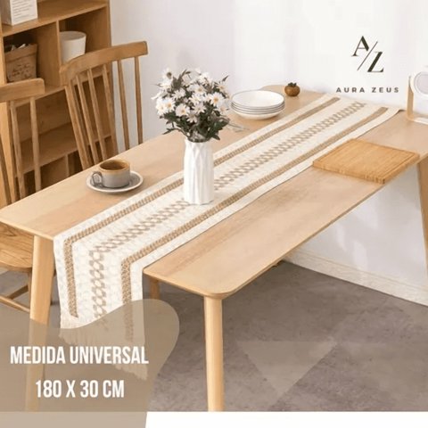 Genérico - Camino Mesa Algodón Yute 180X30 Trenza Café