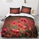 thumbnail image 2 of Juego de funda nórdica Poppy 3D para niños y adolescentes, juego de ropa de cama de 3 piezas con estampado botánico, funda de edredón con fundas de almohada de microfibra suave., 2 of 3