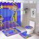 thumbnail image 1 of Hombre servilleta-theme 4-Piece Shower Curtain Set with Rugs, Waterproof Bathroom Decor Set Includes Bath Mat, U-Shaped Rug, Toilet Lid Cover and Curtain with Hooks, 1 of 6