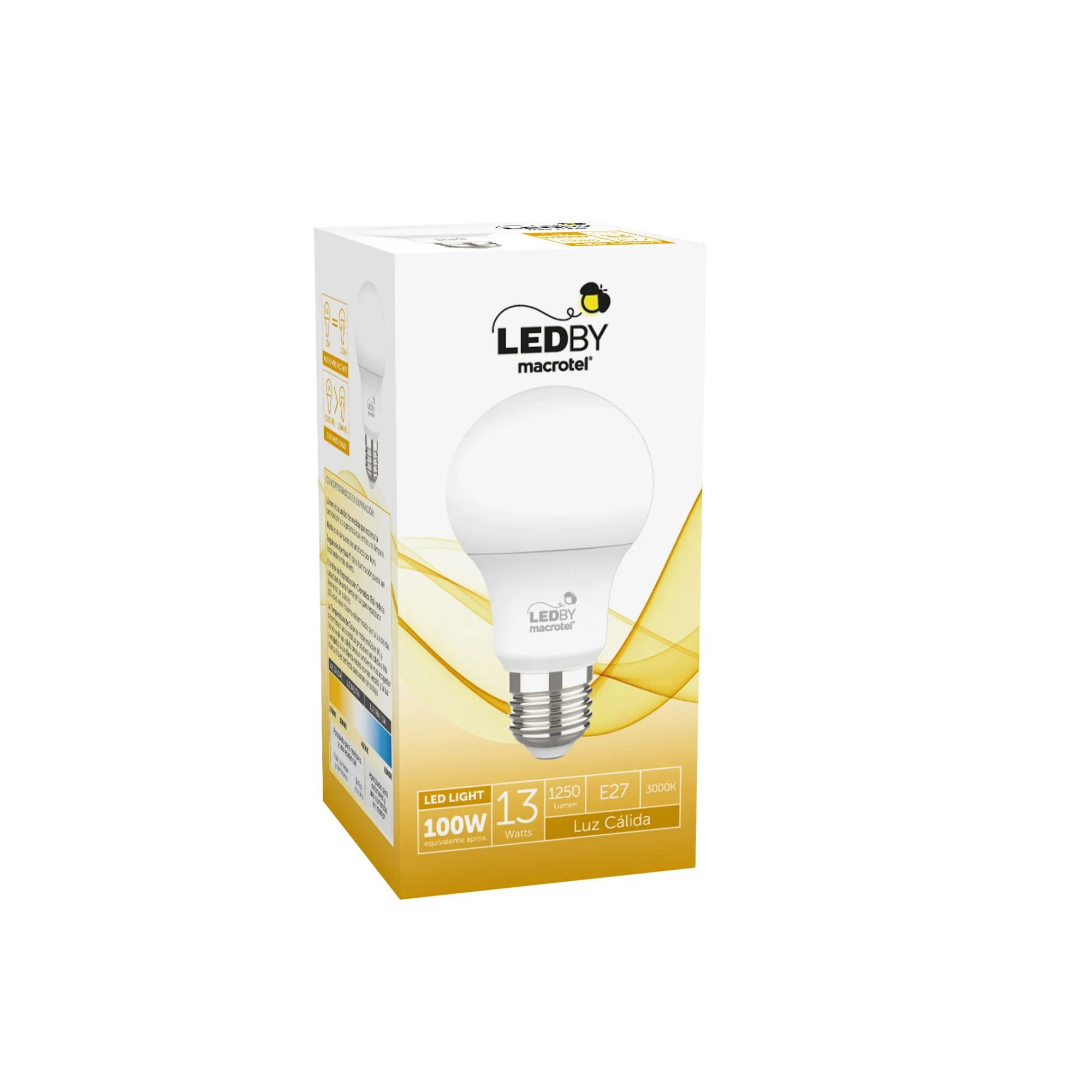 Ampolleta Led E27 Luz Cálida 3000k 13w - Macrotel